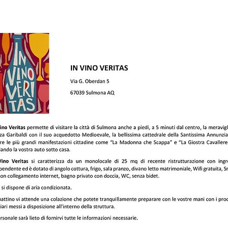 In Vino Veritas Σουλμόνα Εξωτερικό φωτογραφία
